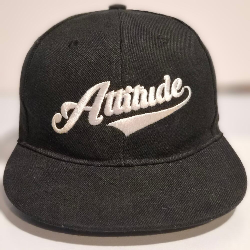 Attitude Vape Brand Snapback Hat Black Embroidered Script Ape‎ Logo Cap